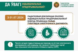З 1 ліпеня 2024 года ІП будуць падаваць дэкларацыі толькі ў электронным выглядзе