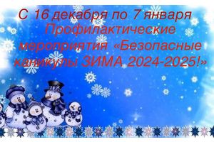 Сегодня стартовала акция «Безопасные каникулы - ЗИМА 2024-2025» 